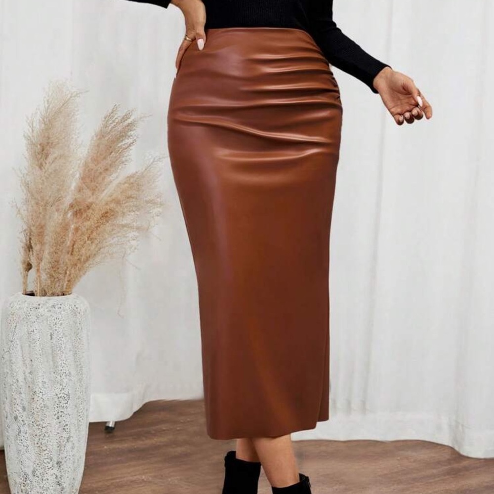 Elegant Brown Midi Skirt